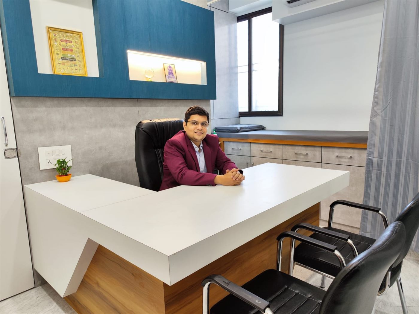Dr. Utkarsh Chhanchure in his consultation room at the Gastroenterology, Liver & Endoscopy Center, Solapur